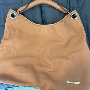 Miu Miu Tan Leather Tote Bag